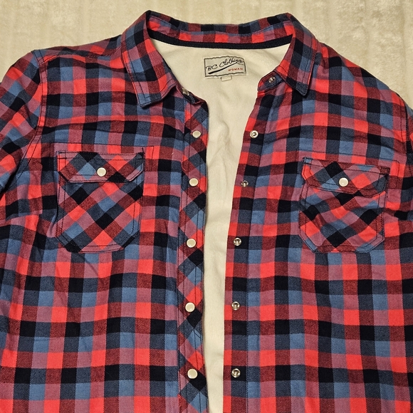 BOGO Free🦋 BC Clothing Pink/Blue Plaid Fleece Lined Button Down Shacket Shirt - Picture 2 of 13
